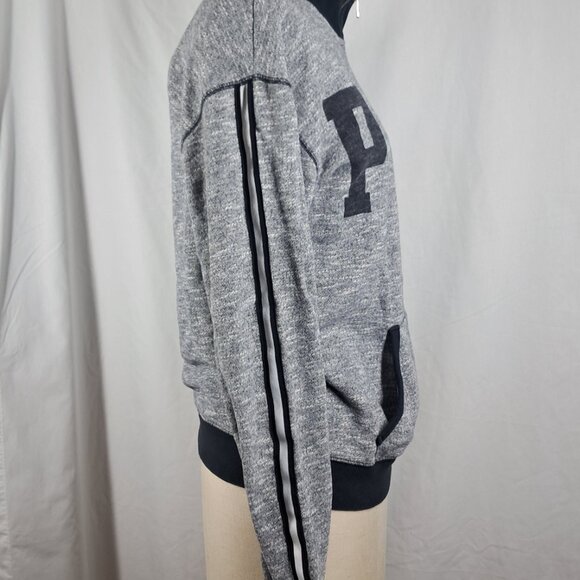 V/S PINK Limited Edition  XS Quarter Zip Pullover Front Pocket Fleece Gray White - Picture 5 of 11